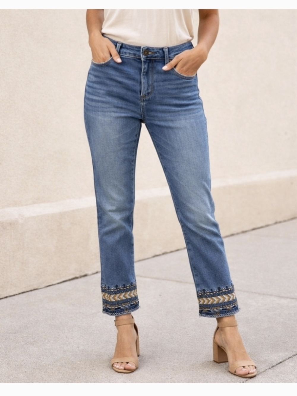 DRIFTWOOD Collette Embroidered Ankle Jean Size 26 Boho Chic